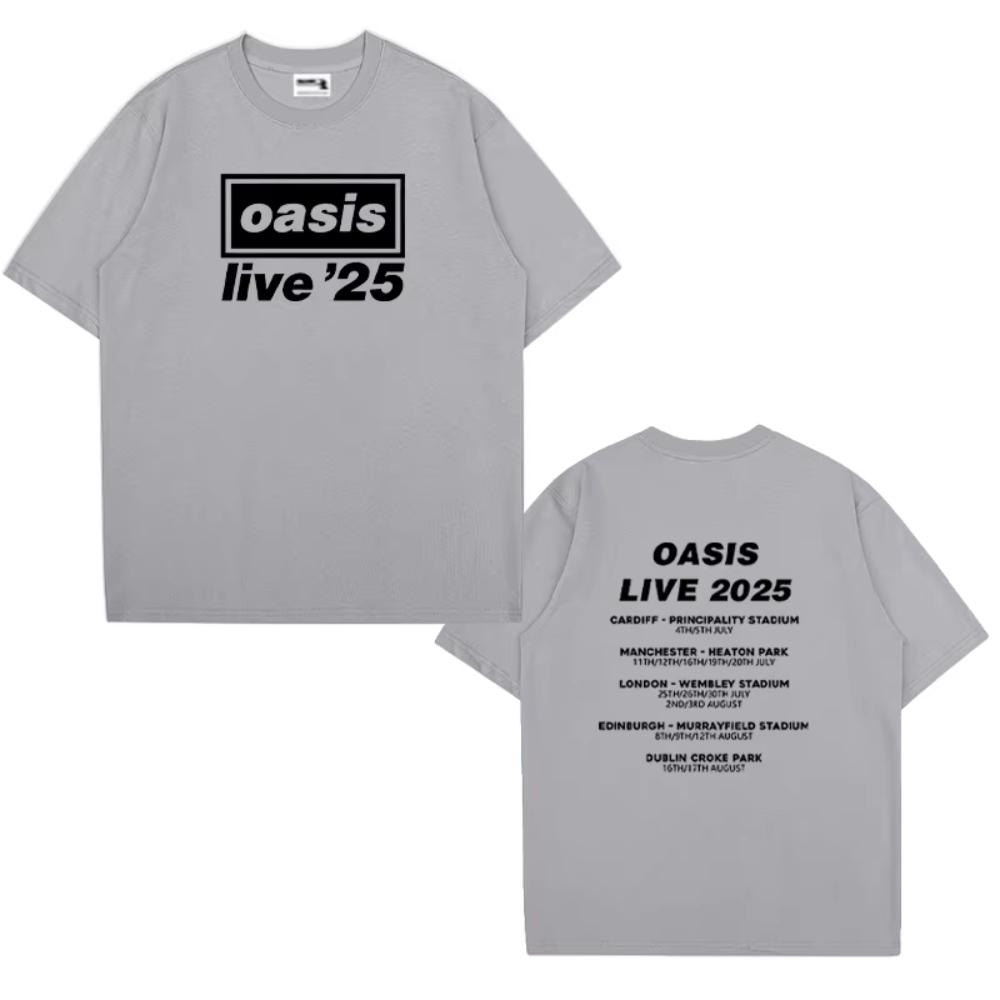 OASIS Live 25 Tour 2025 Винтажные футболки Мужская Женская Повседневная Хлопковая футболка Хип-хоп Уличная одежда С коротким рукавом Свободные Футболки Подарок для фанатов