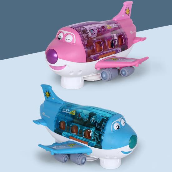 Электрический игрушечный самолет с музыкальным светом, вращение на 360 градусов, интеллектуальный трюковой самолет для детей с функцией обхода препятствий