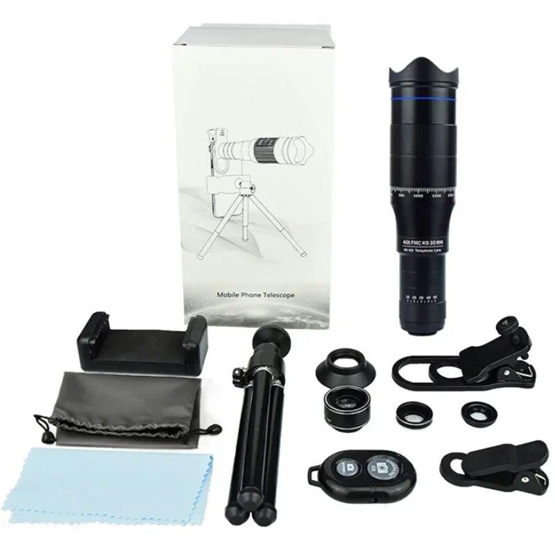 Профессиональный телескоп HD 40X Zoom, монокуляр, объектив для телефона, телеобъектив со штативом, металлический телескоп для туризма, кемпинга