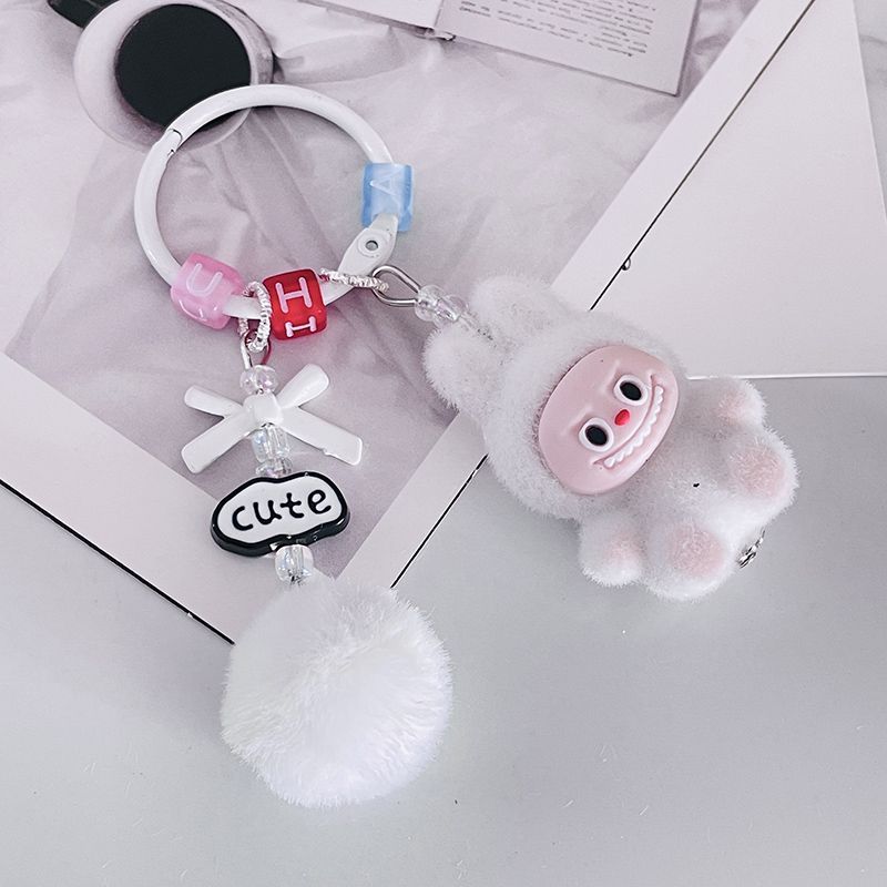 Mini Labubu Furball Backpack Mobile Pendant Cute Keychain Gift