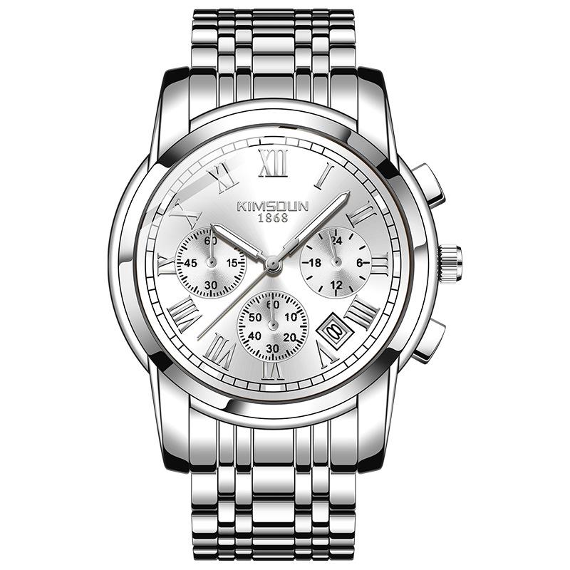 KIMSDUN Мужские часы Роскошные Оригинальные Кварцевые часы для Мужчин Водонепроницаемые Светящиеся Дата Нержавеющая сталь Хронограф Мода