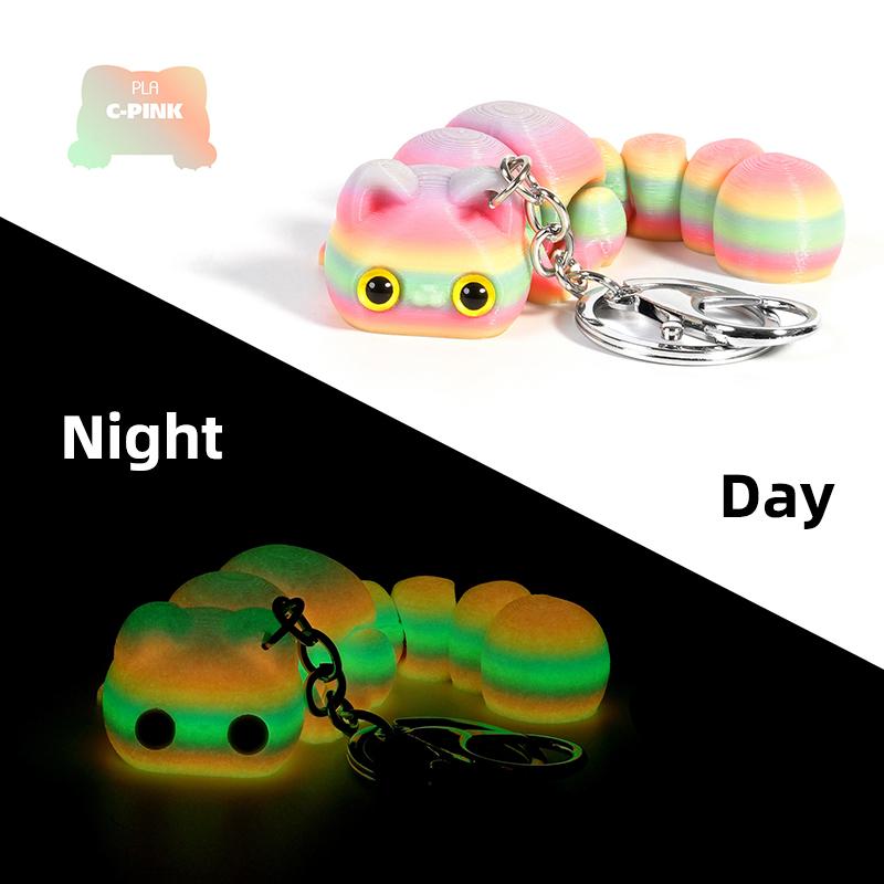Ovly 3D-печатный милый кавайный брелок для ключей Lucky Kawaii Cat, подвижный брелок для сумки автомобиля, подарочный аксессуар, модель, фигурки, игрушки, подарок для детей, игрушки для снятия стресса