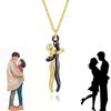 Love Couple Hug Necklace Jewelry for Men and Women Embrace Emotional Expression Clavicle Chain Couple Necklace Trend