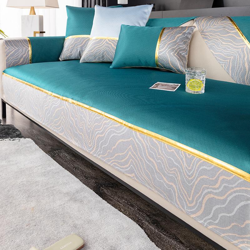 Летняя подушка для дивана из ледяного шелка, нескользящий коврик, подушка для сиденья, новый легкий роскошный простой кожаный чехол для дивана, тканевое полотенце