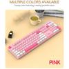 104-Key USB Wired Keyboard, Cute Gaming Keyboard with Vibrant Tri-Color Keycaps, 12 Multimedia Function Keys for OS X (PINK)