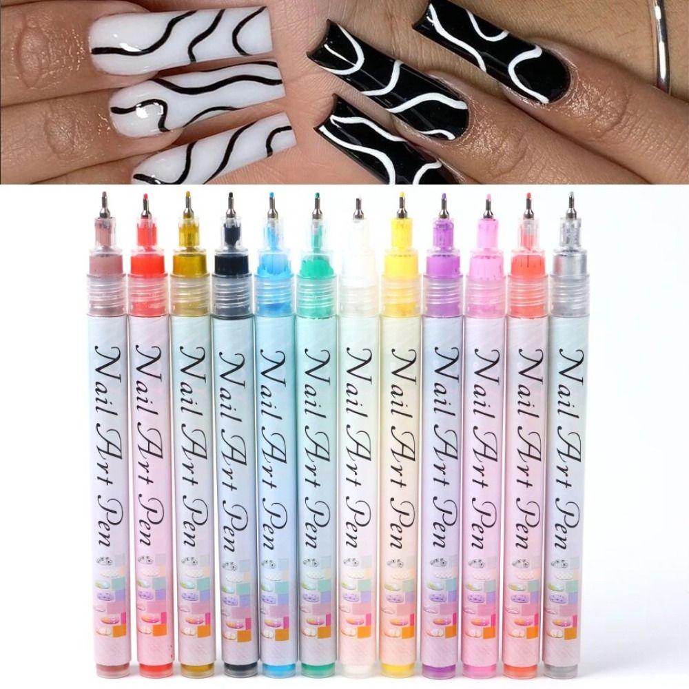 1pc/4pcs/12pcs Waterproof Nail Art Drawing Pen 3D Painting Liner New Nail Art Graffiti Pen