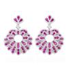 WWJ Gorgeous Geometric Flower Design Earrings Rose Red Cubic Zirconia Drop Earrings for Women