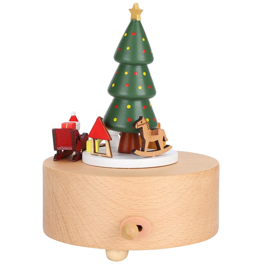 Music Box Wooden Clockwork Christmas Decoration Ornaments Crafts Beech Holiday Gifts