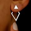 Geometric Triangle Back Hanging Stud Earrings for Women Gold Color Earring Jewelry Accessories
