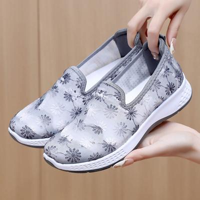 Летняя женская дышащая обувь для мам из полой сетки на плоской подошве, с неглубоким вырезом, обувь для ленивых на одном педале, мягкая подошва, нескользящая, обувь для среднего и пожилого возраста