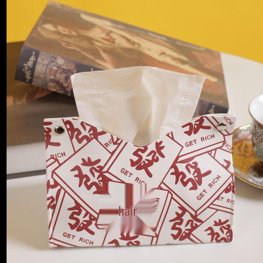 Luxury Red Chinese Tissue Box for Dining Table and Living Room