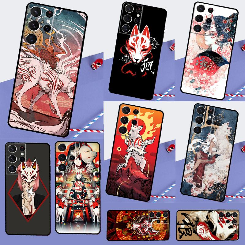 Чехол для телефона в японском стиле с аниме-лисой для Samsung Galaxy S25 Ultra S9 S10 S20 S21 S22 S23 Ultra Plus S24 FE Задняя крышка