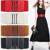 Fashion Womens Ladies Faux Leather Wide Elastic Buckle Thin Waist Belt