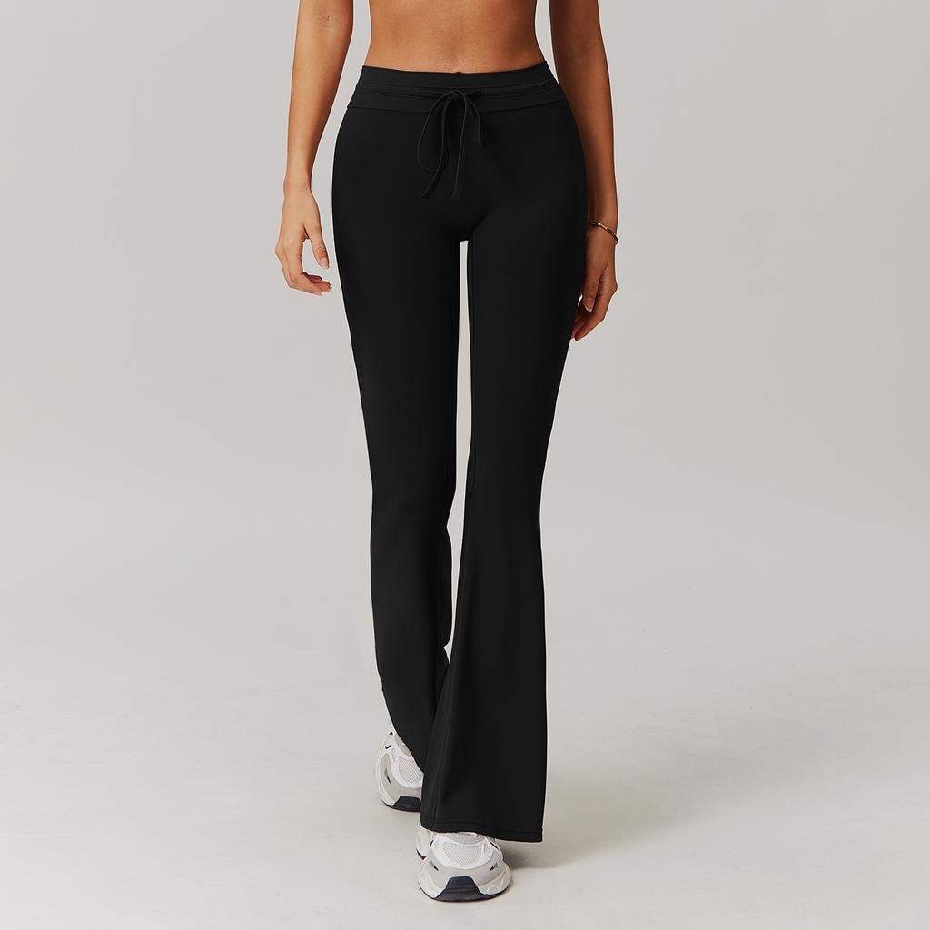 High Waisted And Hip Lifting Yoga Bell Bottom Pants For Abdominal Compression And Fitness, Wide Leg Slightly Flared Casual Sports Pants For Women