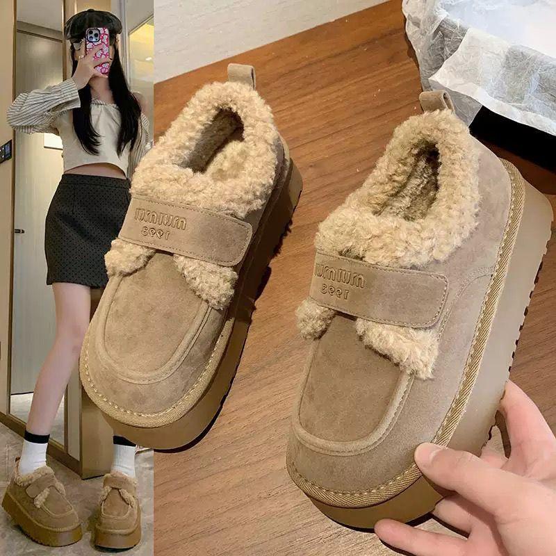 Бархатные Doudou Birkenstocks на толстой подошве новые осенне-зимние Birkenstocks хлопковые ботинки теплые сноубутсы