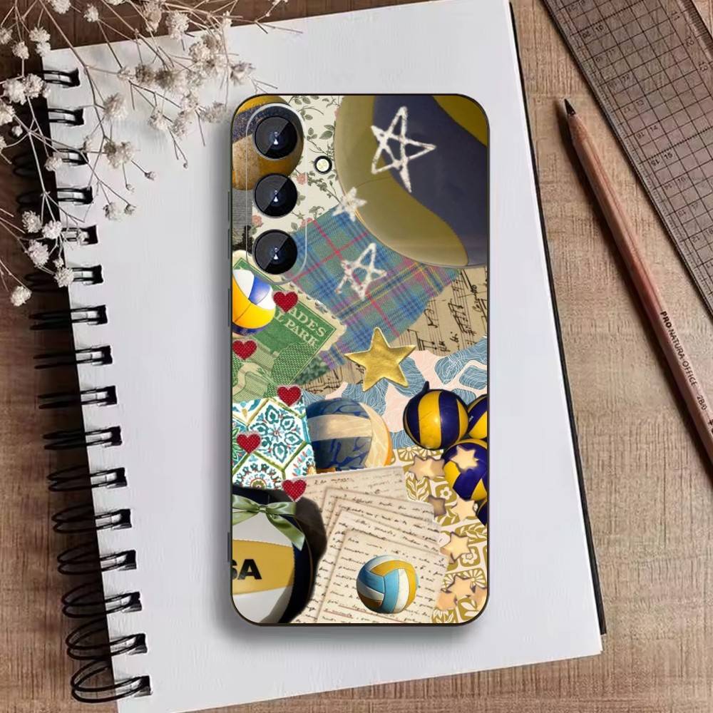 Volleyball Painted Phone Case For Samsung Galaxy A73,A21s,A22,A31,A52,A53,A71,A41Soft Black Shell
