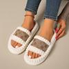 Fashion Women Home Slippers Warm Plush Shoes Ladies Fluffy Shoes Cozy Open Toe Indoor Slides Women Fuzzy Non-Slip Bedroom Slippers