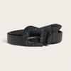 New Women's Spray Paint Buckle Western Handsome Fashion Engraving Retro PU Belt Neutral Personality Trendy Women's Belt