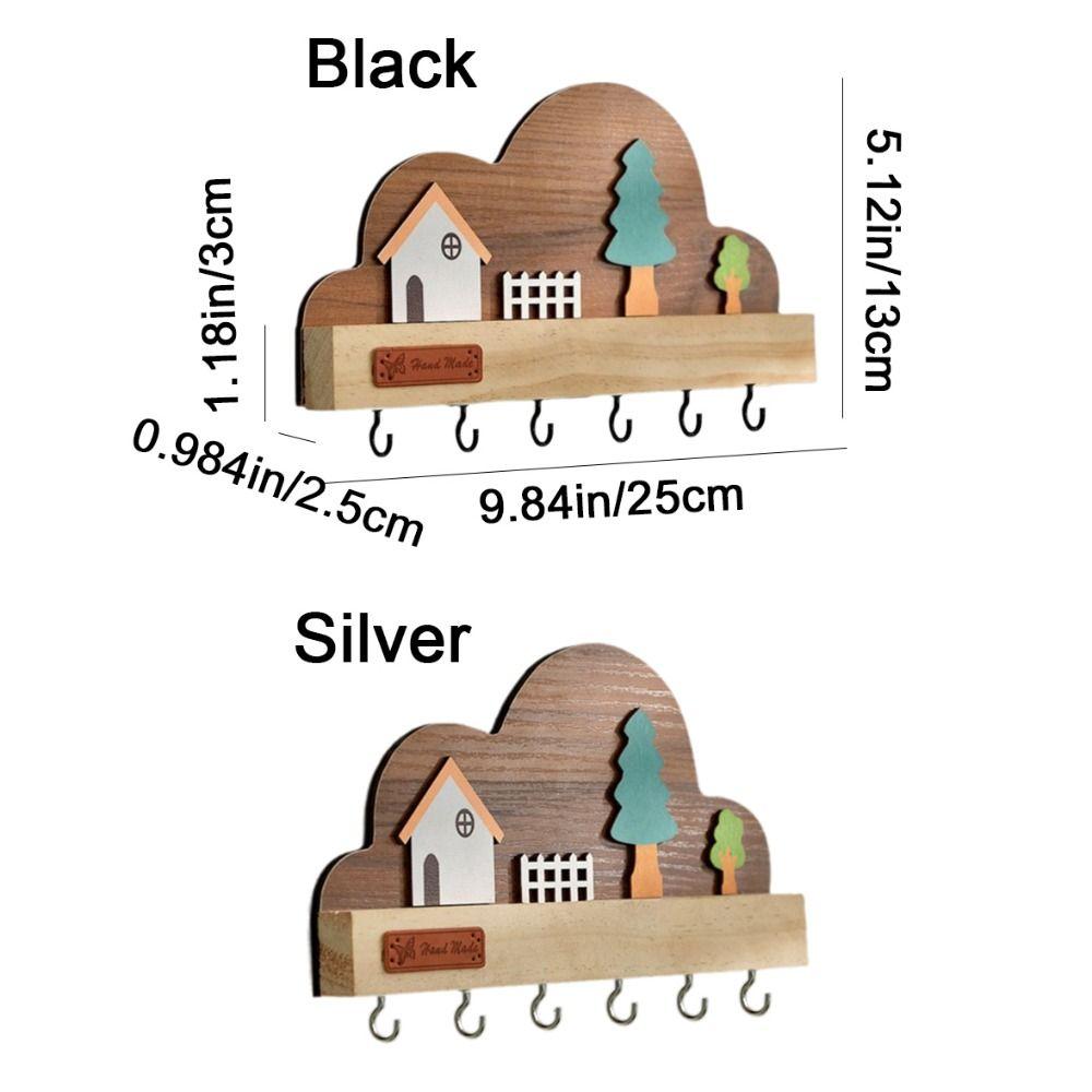 Cloud House Forest Key Storage Holder Solid Wood Decorative Hook Door Wall Hook  Home Decor