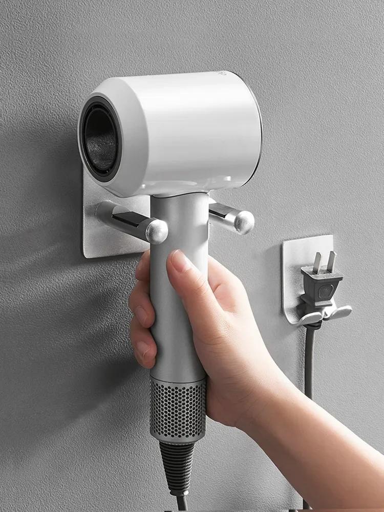 Подставка для фена, экономящая место, настенная стойка для хранения фена без отверстий, алюминиевый кронштейн для Dysons