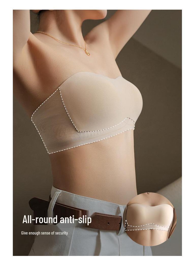 Женский бесшовный бюстгальтер-бандо без бретелей с противоскользящим покрытием для маленькой груди - Невидимый, тонкий и с красивым дизайном спинки