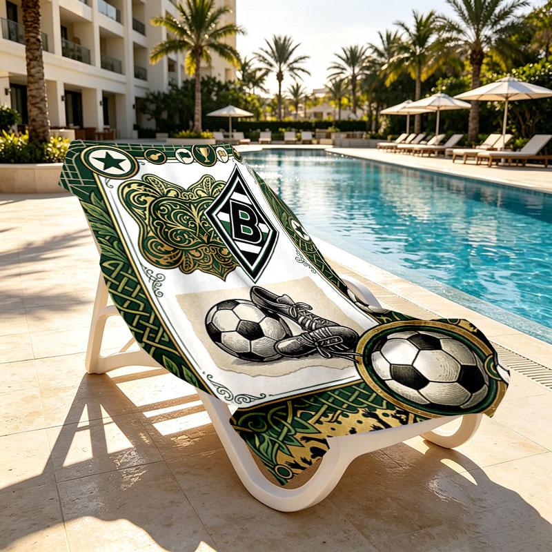 Borussia Monchengladbach Print Beach Towel Design, Soft, Lightweight. for Home Bathroom, Spa, Pool, Yoga, Surfing, Camping, Gift for Family, Friend