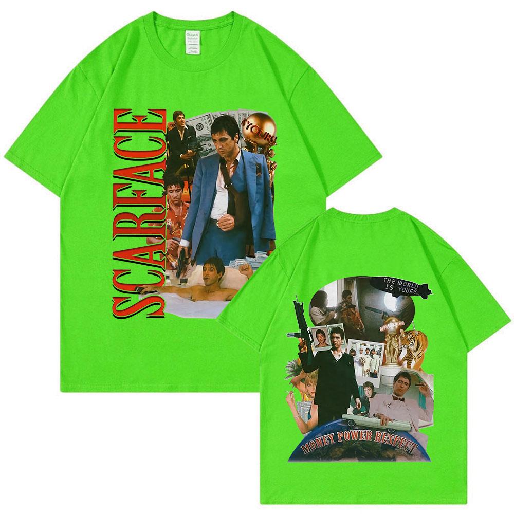Винтажная футболка 90-х годов «Лицо со шрамом» из фильма Аль Пачино, Тони Монтана, двусторонние футболки с графическим принтом, большие футболки в стиле хип-хоп, панк, уличная одежда