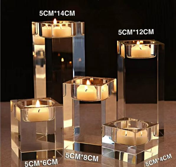 Small Bridge Crystal Cube Tealight Candlestick Holder Customize Crystal Candle Holder for Home Decoration Easter Gift