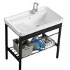 Stainless Steel Bracket Ceramic Wash Basin with Faucet