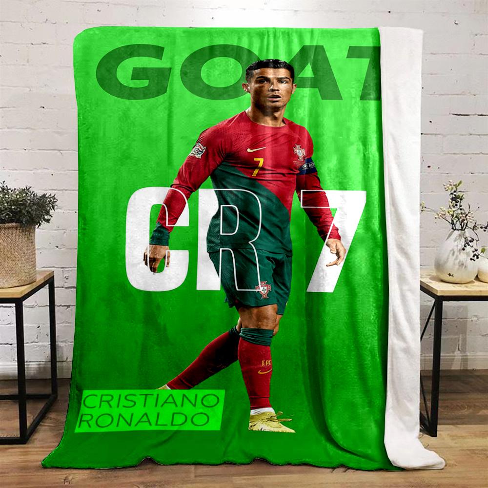 "Green Gradient CR7 Football Warm blanket Design Flannel blanket for bedroom, living room, sofa, and nap sofas"