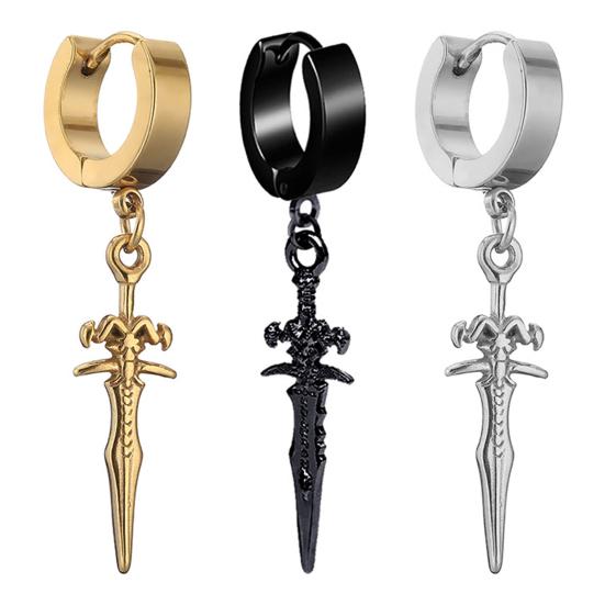 1 пара мужских сережек, однотонные серьги в форме меча в стиле панк, портативные серьги-капли для