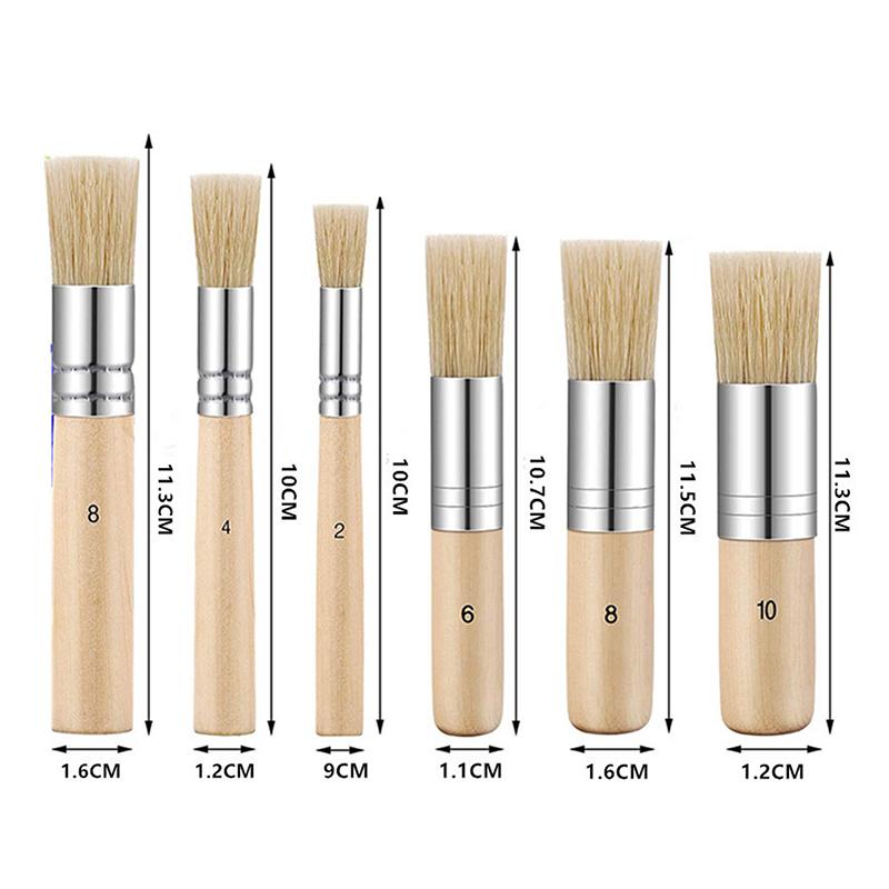 3 шт. Деревянная трафаретная кисть Diy из натуральной щетины, идеально подходящая для акриловой краски, дерева, масляной живописи