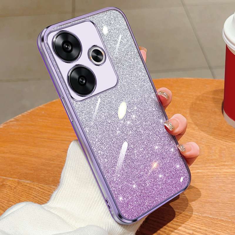 Для Xiaomi Poco F6 Чехол Xiaomi Poco F6 Чехол для телефона Блестящий блестящий силиконовый объектив камеры Мягкая задняя крышка