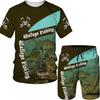 Мужская камуфляжная одежда для охоты и кемпинга на весну и лето, футболки/шорты/костюмы с 3d принтом, топы, комплект коротких штанов, спортивные костюмы, спортивная одежда