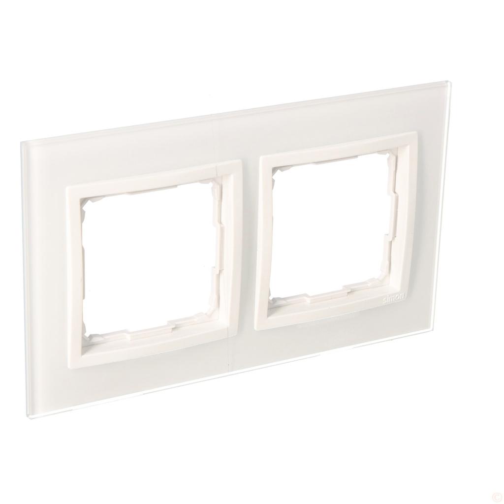 2-gang Nature-Glass frame, WHITE PEARL, IP20/IP44' ('IP44 - use seal
