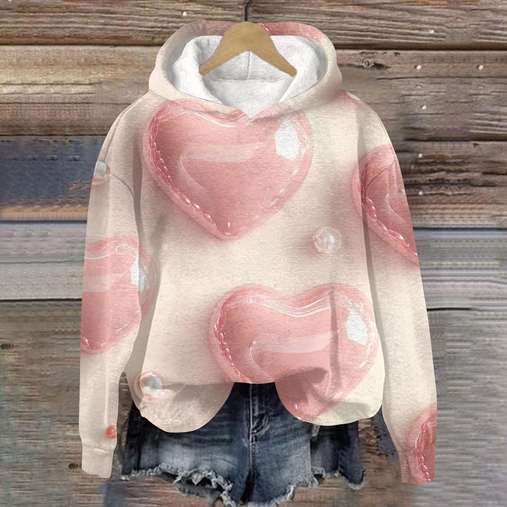 Women's Valentine's Day Printed Plush Warm Casual Jacket Sweater Winter Jacket