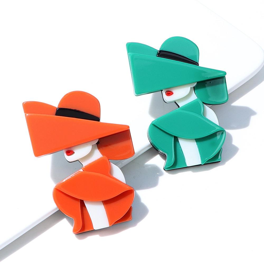 Blucome Акриловые очаровательные женские броши для женщин, 2 цвета, шляпа, современная вечерние офисная брошь для девочек, подарки на булавке