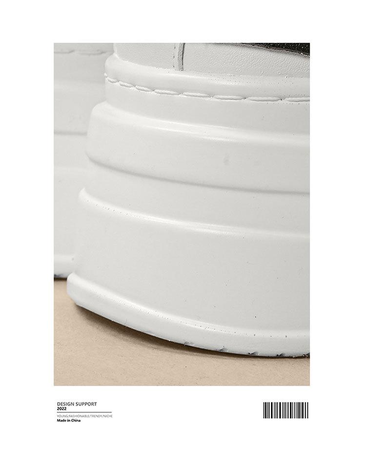 Мужские белые кроссовки на платформе - 2025 Осень Дышащие повседневные туфли на толстой подошве с дизайном, увеличивающим рост