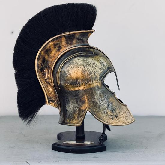 Medieval Knight Steel Authentic Troy Achilies Helmet Greek Helmet With Wooden Stand