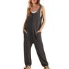 2024 Spring/Summer Women's Sleeveless U-Neck Loose Jumpsuit with Double Pockets
