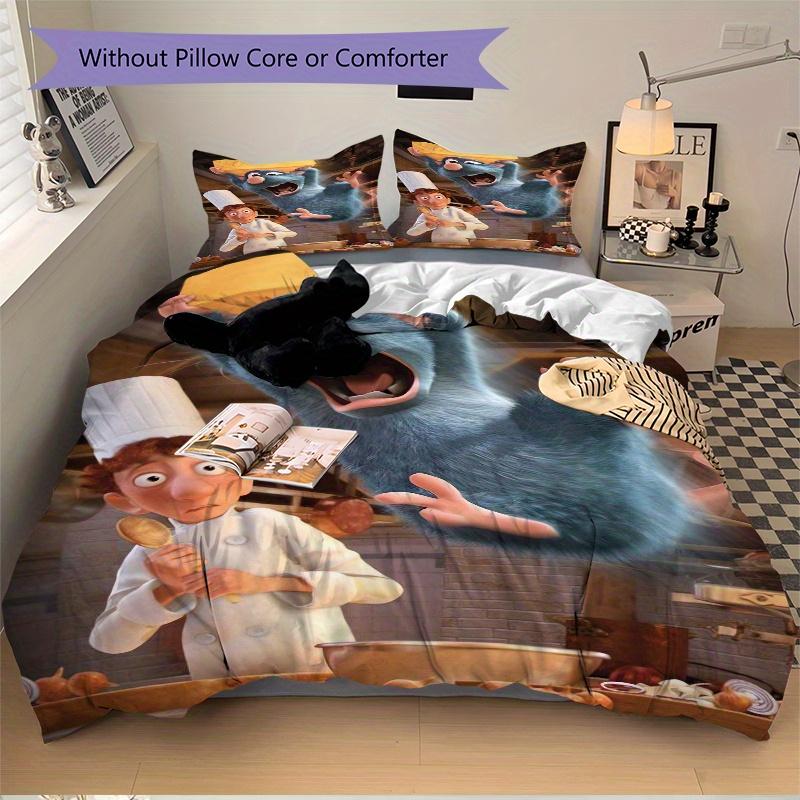 3pcs Ratatouille Movie Poster Quilt Set, Soft and Comfortable Bedroom, Guest Room and Dorm Decor Bedding Set 1 Quilt Cover + 2 Pillowcases.Q