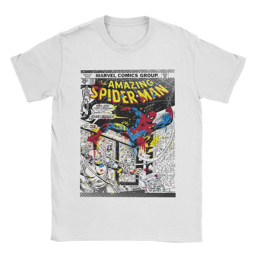 Оригинальная лицензионная мужская футболка в стиле ретро с комиксом про Человека-паука, с круглым вырезом и короткими рукавами, топ, свободная, больших размеров