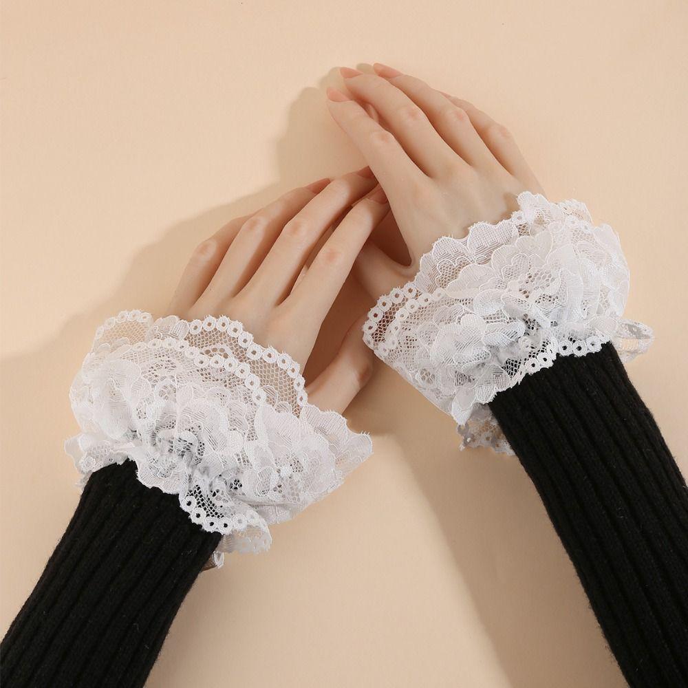 Costume Accessory Fake Cuff Lace Ruffled Wrist Lace Cuff Elegant Sweater Cuffs Stage Performance