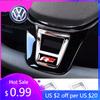 Для VW Volkswagen Jetta MK5 Golf 1 шт. ABS Наклейки на отделку руля автомобиля R Логотип Аксессуары для Volkswagen GTI R-Line Polo Gol