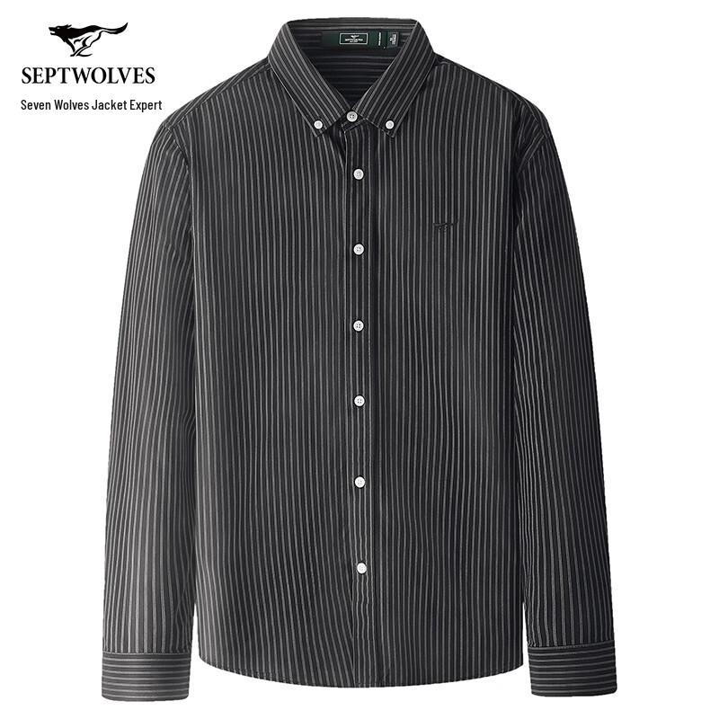Septwolves Men's Business Casual Long Sleeve Breathable Shirt