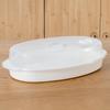 Steamed Fish Plate with Transparent Cover Microwaveable Fish Steamer Pan Cooking Dish for Home Kitchen