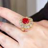 Регулируемые кольца овальной огранки CMM с красным фианитом, роскошные двухцветные свадебные кольца с большим цветком для женщин, классические ювелирные изделия для помолвки и вечеринки