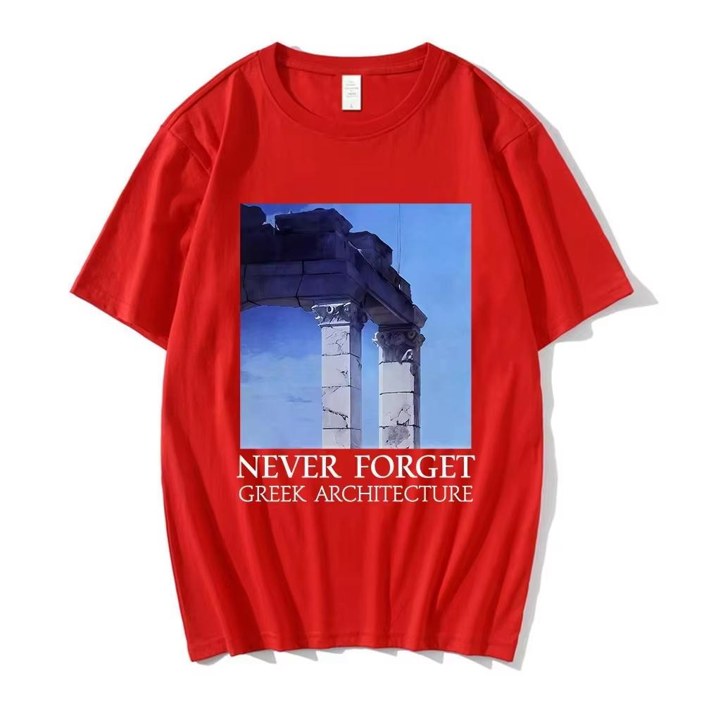 NEVER FORGET GREEK ARCHITECTURE Tshirts Unisex Women Oversized Short Sleeves Crew Neck Tee Unisex Fashion Streetwear Tops