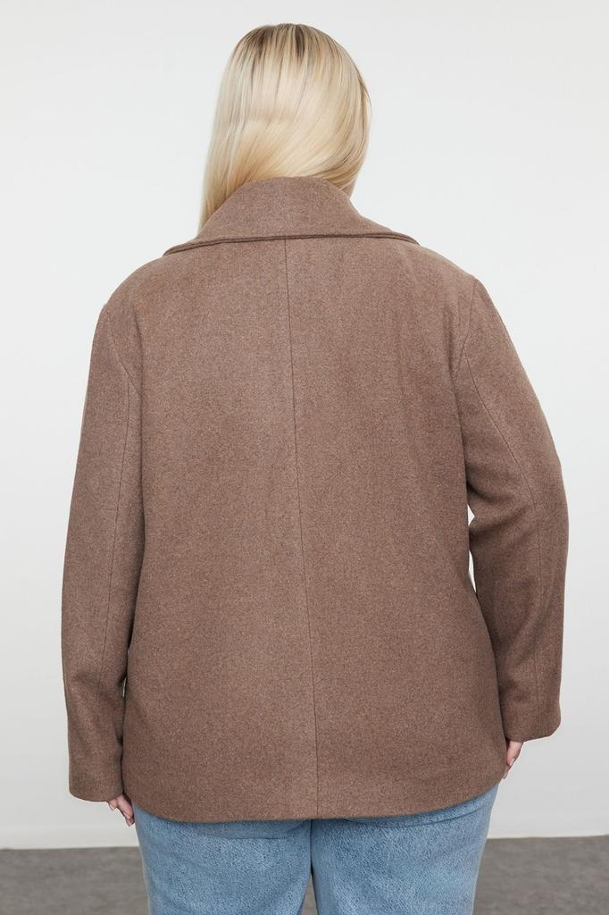 Women's Plus Size Coat Mink Regular Fit Double Breasted Closure Wool Blend Cashmere Coat