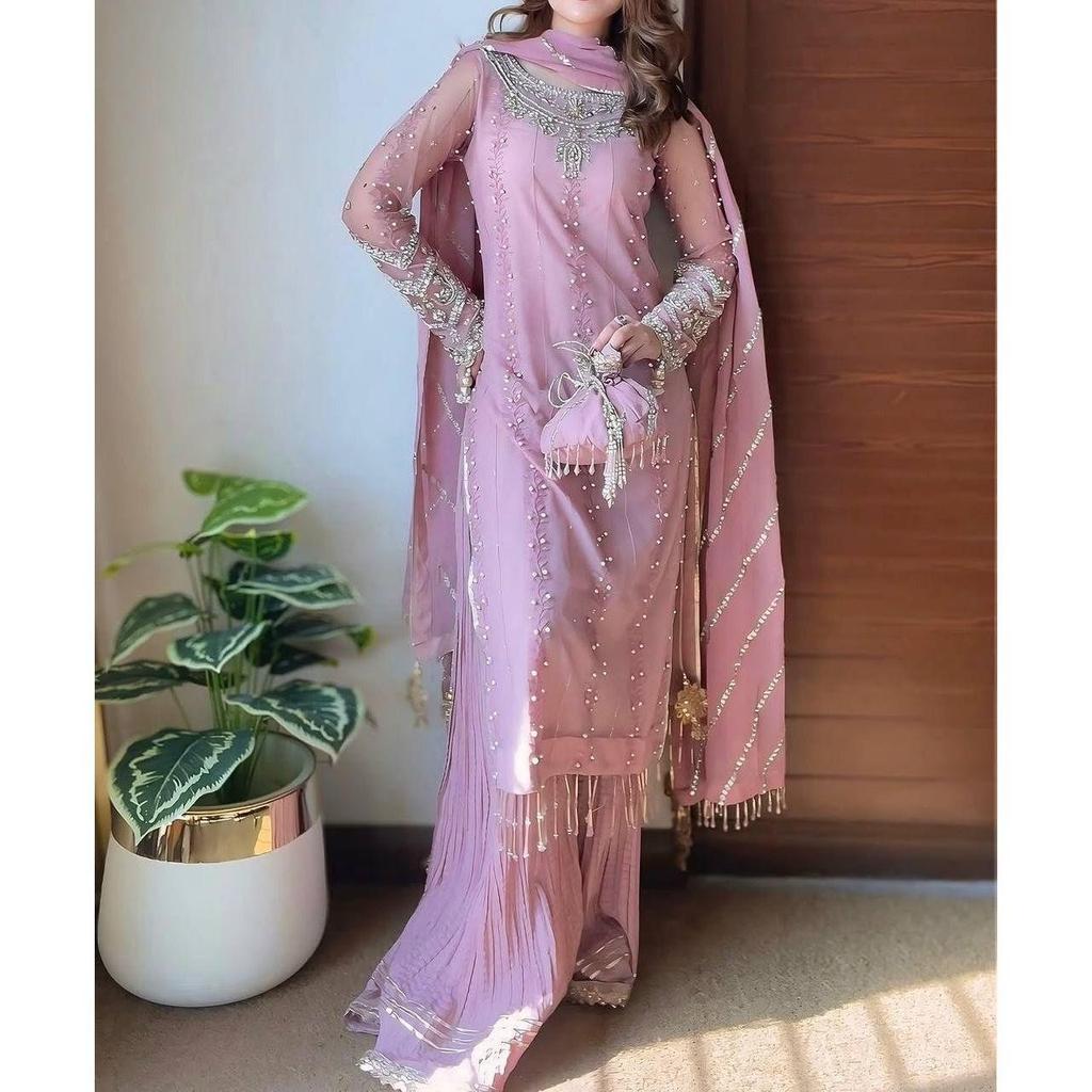 Представляем новый дизайнерский праздничный наряд: чистый тяжелый искусственный жоржет топ, палаццо и дупатта